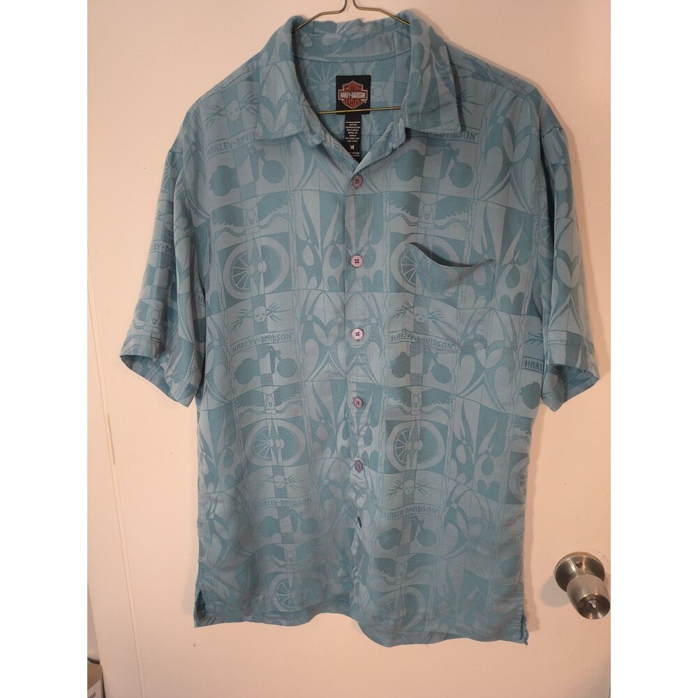 Harley-Davidson Short Sleeve Shirt, Size Medium Hawaiian Style Button Up